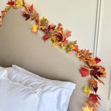 CQURE 16 Pack Fall Leaf Garland, 5.9Ft Autumn Garland Artificial Maple Leaf Garland Fall Leaves Hanging Vines Fall Maple Leaves Thanksgiving Decor for Home Christmas Fireplace Party