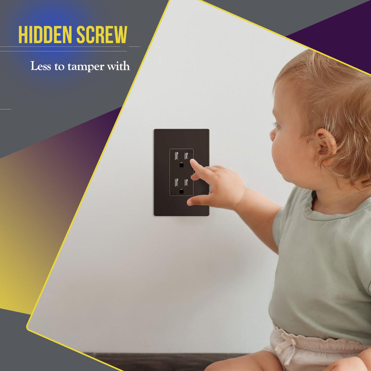 ENERLITES Screwless Decorator Wall Plates Child Safe Outlet Covers, Gloss Finish, Medium Size 1-Gang 4.88" H x 3.11" L, Unbreakable Polycarbonate Thermoplastic, SI8831M-BR-10PCS, Brown