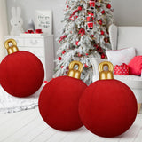 Jetec 3 Pcs 32 Inch Giant Velvet Christmas Inflatable Balls Ornament Flocked Xmas PVC Inflatable Flocked Ball Ornaments for Christmas Holiday Outdoor Blow up Yard Decor(Red)