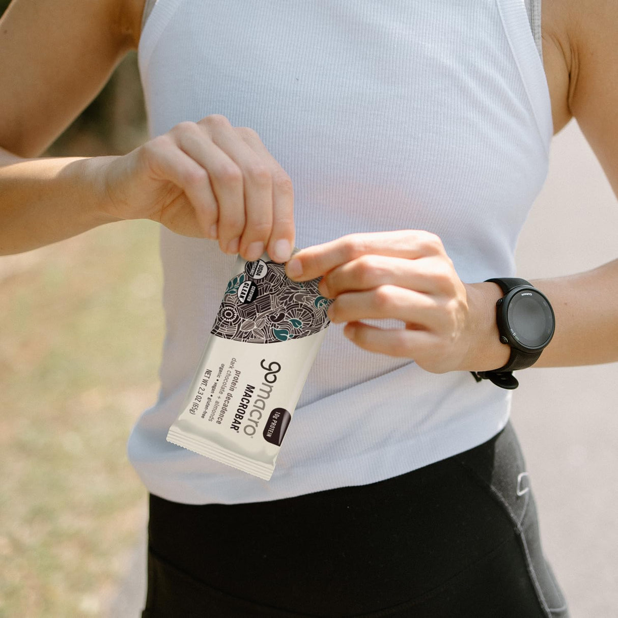 GoMacro MacroBar Organic Vegan Protein Bars - Dark Chocolate + Almonds (2.3 Ounce Bars, 12 Count)