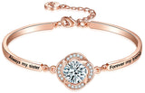 Aihitero Christmas Sister Gift, Flower Bangle Bracelet with 'Always My Sister Forever My Friend' Message, Rose Gold Women Jewelry, Valentines Day Xmas Birthday Present from Bestie BFF Sibling Brother