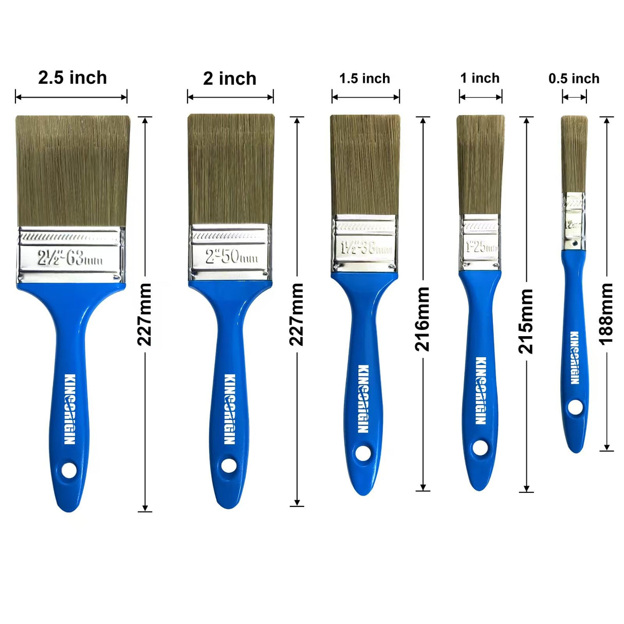 King Origin Versatile Paint Brush Set, 30 Pack, 5 Sizes Paint Brushes (0.5" 1" 1.5" 2" 2.5"), Small Paint Brushes for Walls, Furniture, Crafts - Detailed Painting & Larger Surface Coverage