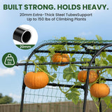 Heavy Duty Garden Arch Trellis for Climbing Plants, 20mm Thick Rustproof Metal Frame, Easy Assembly No Tools, 7.2ft Tall Vine Support with Netting & Gloves for Cucumbers Beans Roses