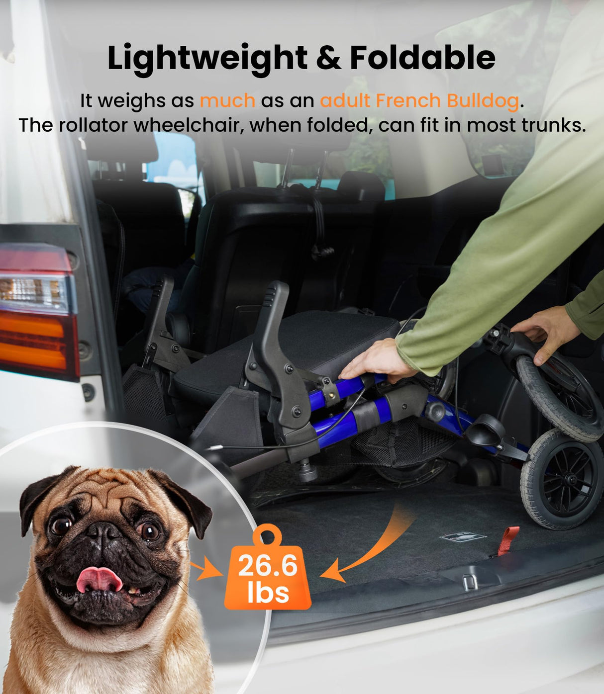 VOCIC Transport-Wheelchair-Lightweight-Foldable, Walker Wheelchair Combo, Rollator-Walkers-for-Seniors-with-Seat, 2 in 1 Rolling Walker, 300lb Adults 4 Wheel Transport Chair w/Brakes & Pouch-FSA HSA