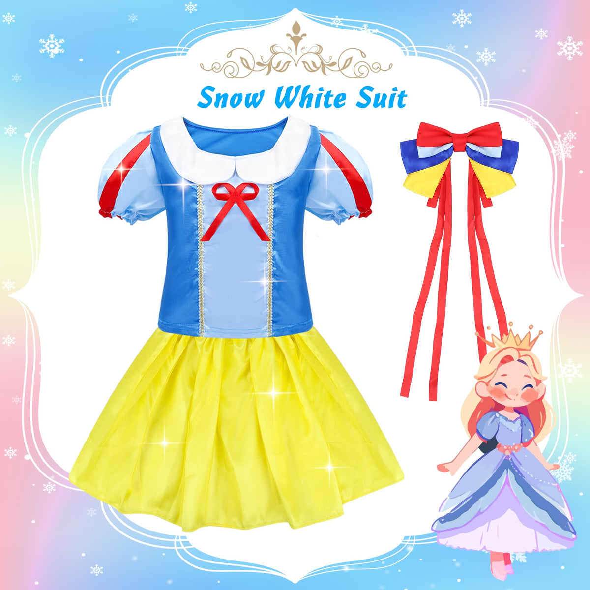 Princess Dress Up Clothes for Girls 3-6, Pretend Play Toy Gift Suitcase Set
