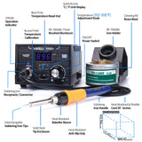 YIHUA 939D+ Digital Soldering Station, 75W Equivalent with Precision Heat Control (392°F to 896°F) and Built-in Transformer. ESD Safe, Lead Free with °C/°F display (Black)