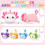 5 PCS Axolotl Cat Plush Stuffed Animal Family-19" Soft Axolotl Cat Plush, Large Mommy Plushies with 4 Baby Kittens Plushies for Kids, Kawaii Plushie Toy Christmas Birthday Gifts for Kids Boys Girls