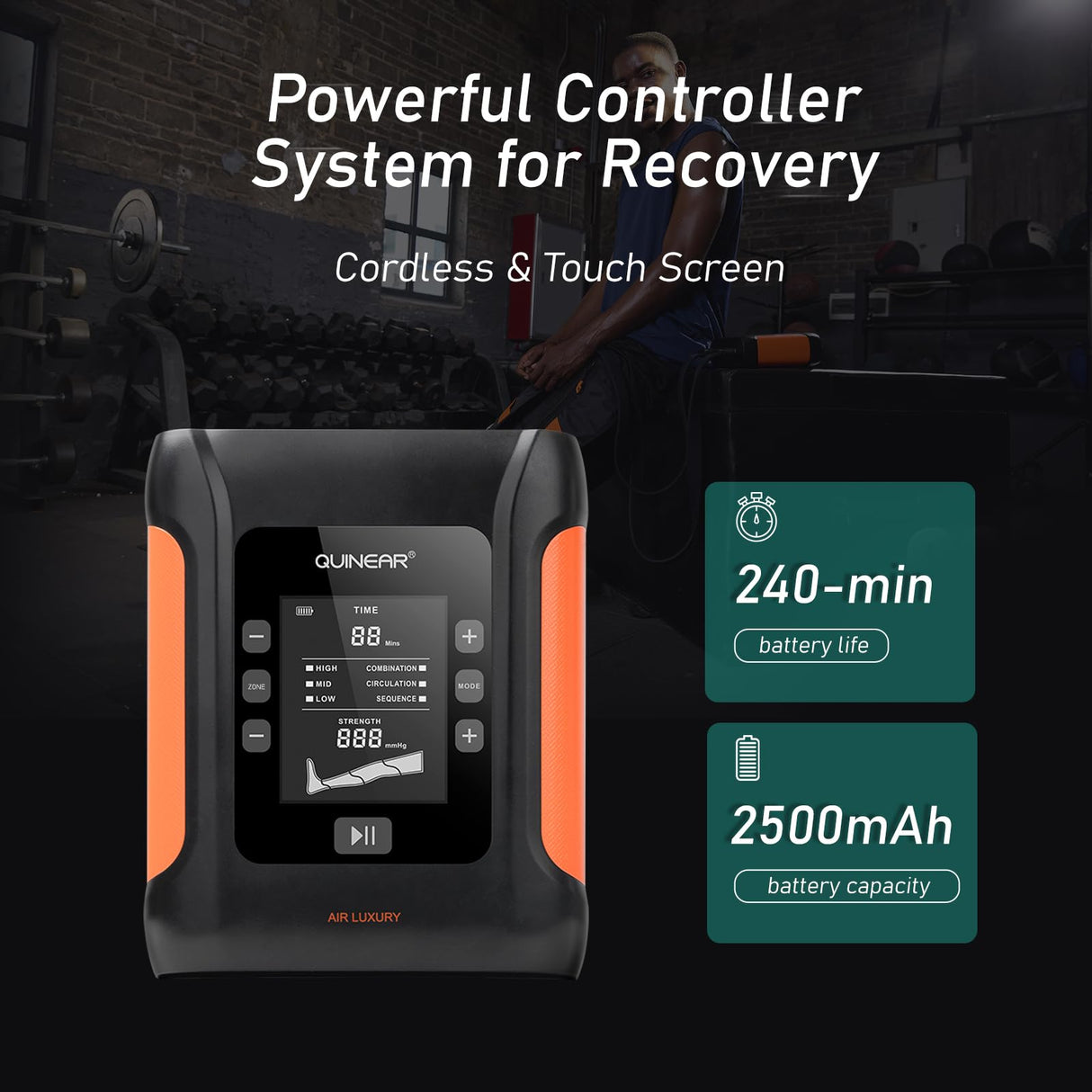 QUINEAR Professional Leg Recovery System, Cordless Air Compression Boots with Sequential Compression, Leg and Foot Massager, Fast Recovery Therapy for Athletes, FSA HSA Eligible (Medium)