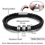 Yofair Fathers Day Dad Gifts for Men Custom Mens Bracelet with Family Name Personalized Braided Leather Bracelet Customized Engraved Bracelets for Dad Husband