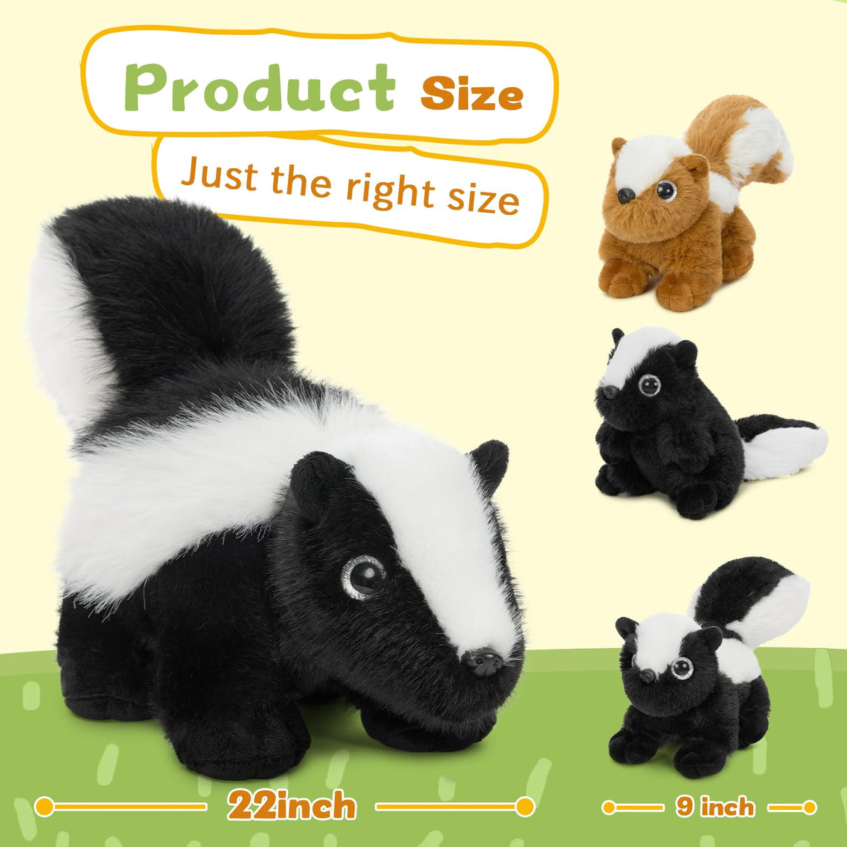 MaoGoLan 4Pcs Giant Skunk Stuffed Animal, Kawai Mother Skunk Plush Toy with 3 Small Baby Skunk Plushies Inside, 22" Snuggle Stuffed Skunk for Kids Woodland Animal Lovers, Christmas Birthday Gift