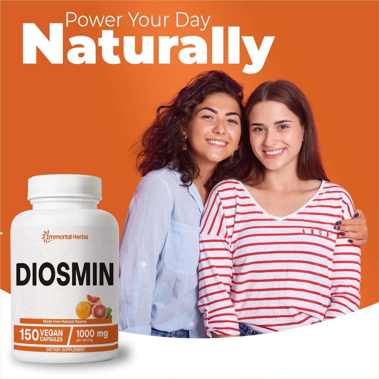 Immortal Herbs Pure Diosmin 1000mg Complex Formula, 150 Capsules, Citrus Bioflavonoids Rich Fruit Extract, 100% Vegetarian, Non-GMO & Gluten Free Diosmin Supplement