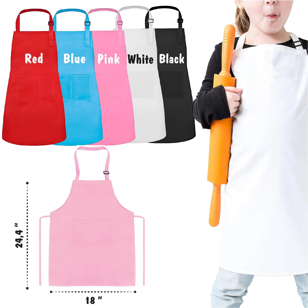 7th Hill Personalized Kids Apron for Cooking, Custom Kid Apron with Chef Hat, Toddler Cooking Apron for Girls and Boys, Baking & Painting Apron, Christmas Gift For Children