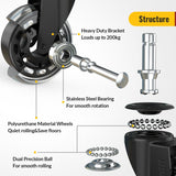 HOLKIE Office Chair Wheels Roller Blade Caster Rubber Replacement for Office 11x22mm Transparent 3 Inch, Desk Rolling Set of 5 for Hardwood Floors Gaming Chair Wheels Smooth & Silence Gliding