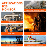 Sooguard H2S Monitor, Clip Single Gas H2S Monitor, 0~100ppm High-PrecisionH2S Gas Detector, Adjustable Alarm Range, 3 Alarm Modes, Explosion-Proof Safety, for Various Working environments (Orange)
