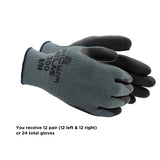 SHOWA Atlas 300B Original 1994 Crinkle Grip Work Gloves, Natural Latex Palm, Heavy Duty 10-Gauge for Construction, Landscaping, Gardening, & Masonry, Black, Large, 12-Pair