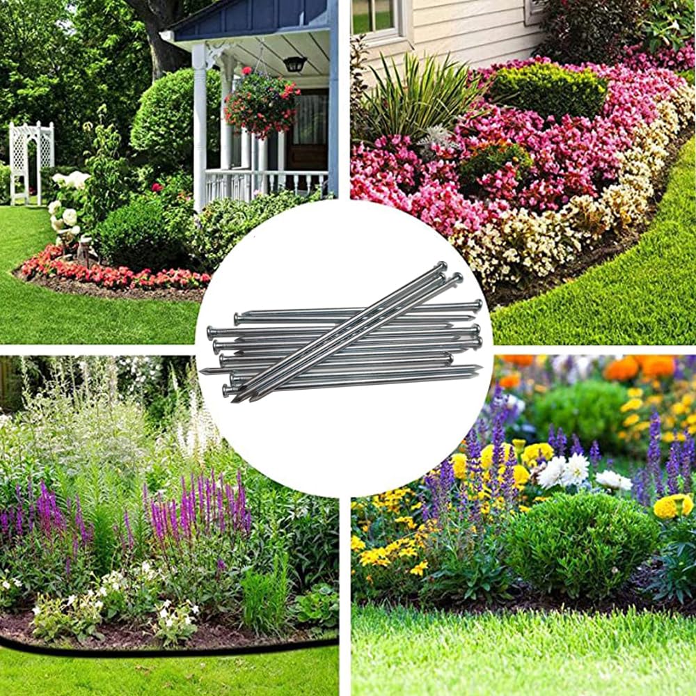 Metal Stakes, 10 Inch 35Pcs Silver Galvanized Landscape Spikes,Garden Nails