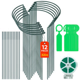 12 Pack 10" W x 32" H Plant Support Stakes, Large Peony Cages and Supports, Tall Peony Ring Supports, Garden Plant Stakes for Outdoor Plants, Rose, Tomato, Hydrangea, Flowers