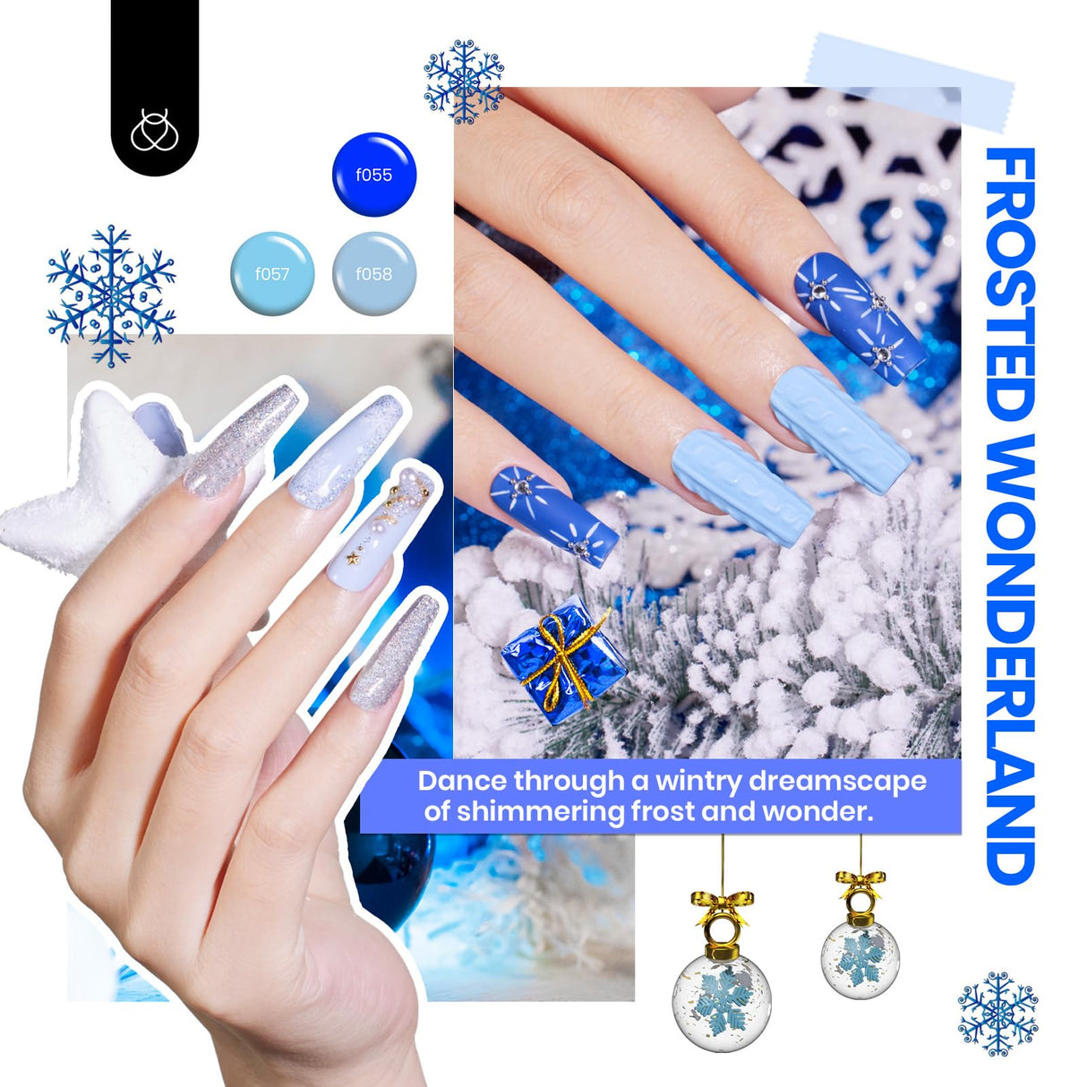 Beetles Christmas Gel Nail Polish Set, Glitz Galaxy Gel Polish Kits, 44Pcs Burgundy Red Gold Green Silver Blue Pink Sparkle Shade with Base Top Coat Winter Manicure Gift for Women