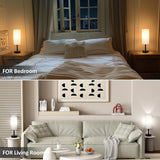Fenmzee Bedside Table Lamps Set of 2-3 Color Temperatures Pull Chain Lamp with AC Outlet Charging Port, Small Round Night Stand Lamps for Bedroom Guest Room Office, Bed Side Light with E26 LED Bulbs