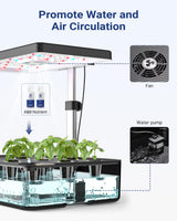iDOO Hydroponics Growing System Kit 12Pods, Indoor Herb Garden with LED Grow Light, Built-in Fan, Auto-Timer, Adjustable Height Up to 11.3", for Home School Office, Gifts for Women Men Fathers