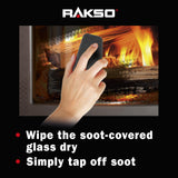 RAKSO Stove Glass Cleaner for woodburning stoves and Burners, Sponge, Fireplace Cleaner, Glass pane Cleaner, 2 Pieces, Black