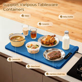 Food Warming Mat with Protective Table Mat, Graphene Fast Full-Surface Heating Mat, Electric Warming Tray with 6 Temperature and 6HoursTimer, Portable Rollable Food Warmer Perfect For Parties Buffet