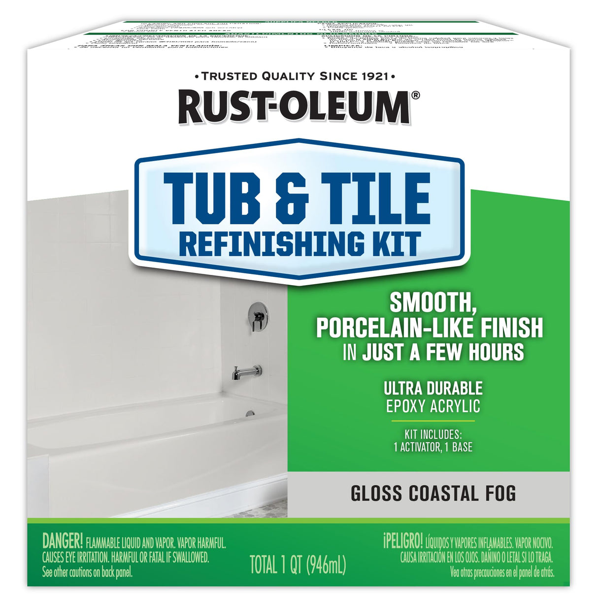 Rust-Oleum 384166 Tub And Tile Refinishing 2-Part Kit, Gloss Coastal Fog