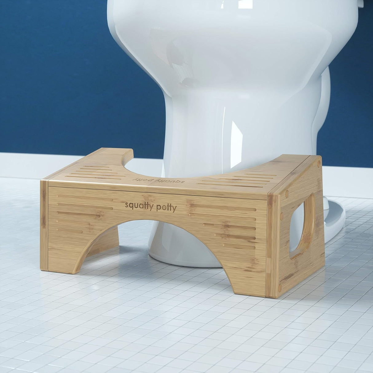 Squatty Potty The Original Toilet Stool - Bamboo Flip, 7" and 9" Adjustable Heights, Brown - Improve Bathroom Posture and Comfort