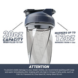 HELIMIX 1.5 Vortex Blender Shaker Bottle Holds Upto 20oz | No Blending Ball or Whisk | USA Made | Portable Pre Workout Whey Protein Drink Shaker Cup | Mixes Cocktails Smoothies Shakes | Top Rack Safe
