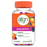 Align Dualbiotic, Prebiotics and Probiotics for Women and Men, Probiotics for Digestive Health, Prebiotics Help Nourish Good Bacteria, Natural Fruit Flavors, 90 Probiotic Gummies