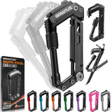 Carabiner Multitool 8-in-1 EDC Carabiners Pocket Knife, Serrated Knife, Rope Cutter, Screwdriver, Can Bottle Opener, Ruler, Survival Gear for Camping Climbing, Christmas Gifts for Men Women (Black)