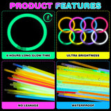 YixangDD 500 PCS Ultra Bright Glow Sticks, 8 Inch Glow Sticks Bulk Party Pack, Light Up Sticks for Glow Bracelets, Necklaces, Concerts, Christmas, Party Supplies with 500 Connectors