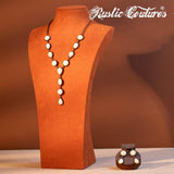 Montana West Women White Stone Y Drop Necklace & Dangle Earring Jewelry Set