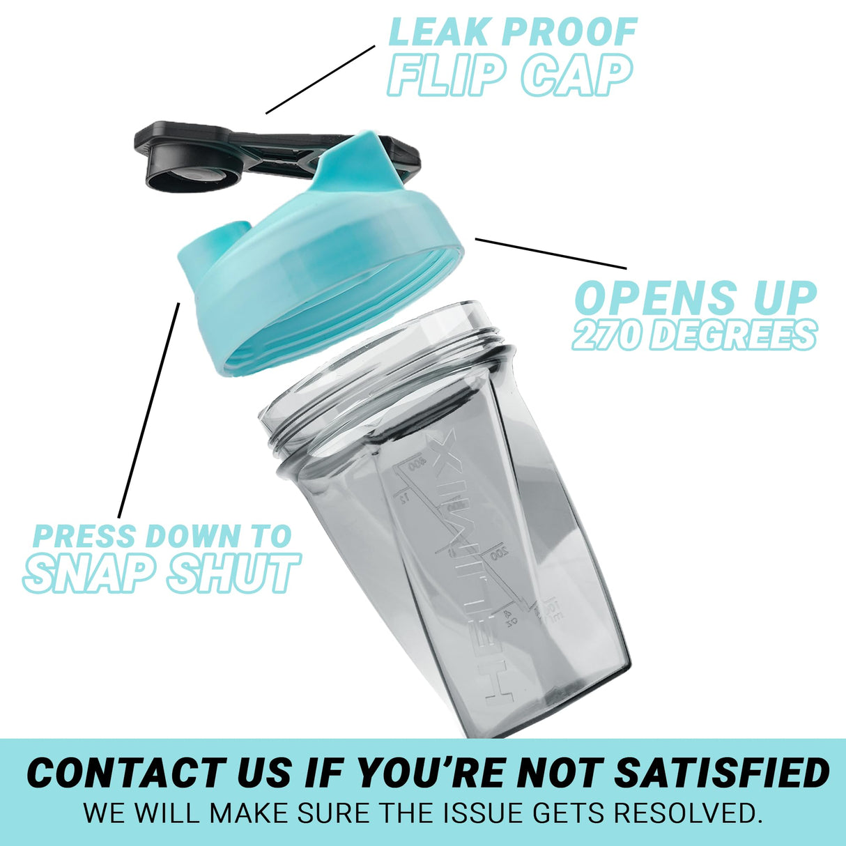 HELIMIX 1.5 Vortex Blender Shaker Bottle Holds Upto 20oz | No Blending Ball or Whisk | USA Made | Portable Pre Workout Whey Protein Drink Shaker Cup | Mixes Cocktails Smoothies Shakes | Top Rack Safe