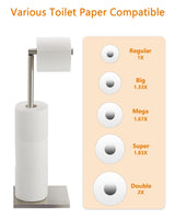 Toilet Paper Holder Stand, Free Standing Toilet Paper Roll Holder with Reserve for Bathroom, Stainless Steel DECLUTTR