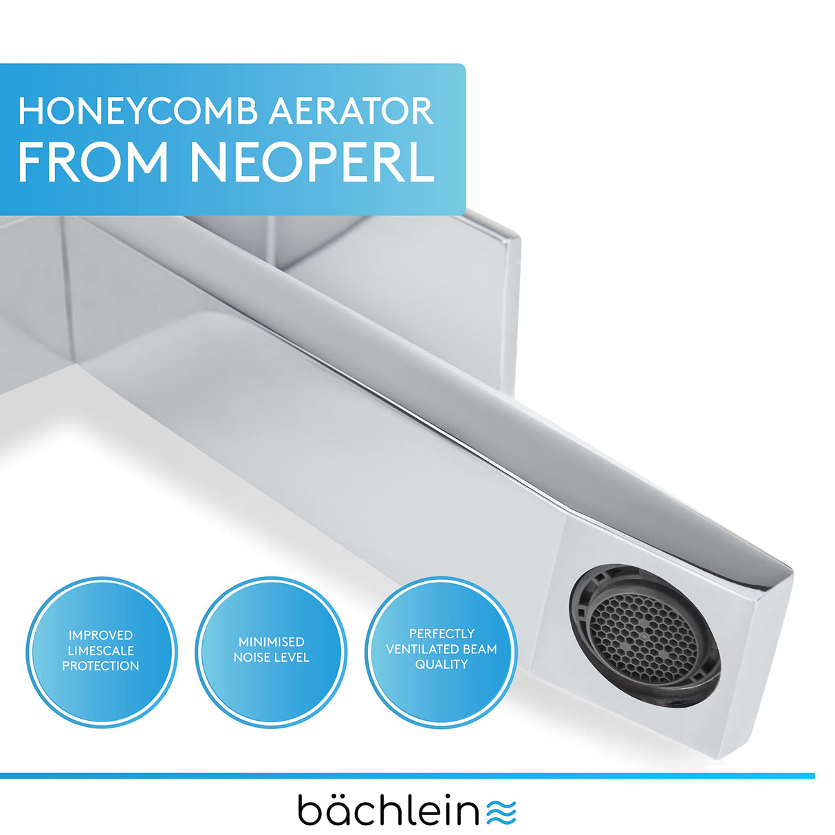 Bächlein High Faucet for Bathroom [Angular - Chrome] - Extra High Tap with 215mm Spout Height for Countertop Washbasin, Washbasin Water Tap High Spout