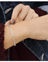 925 Sterling Silver Cuban Link Chain Bracelet 5mm Silver Bracelet for Men Women 8 Inches