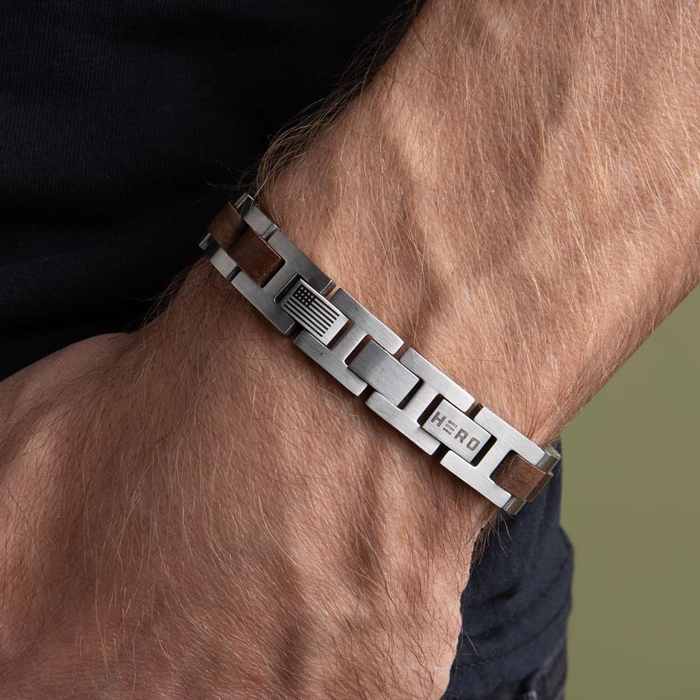 Hero Company Bowie Frontiersman Wood & Stainless Steel Bracelet for Men