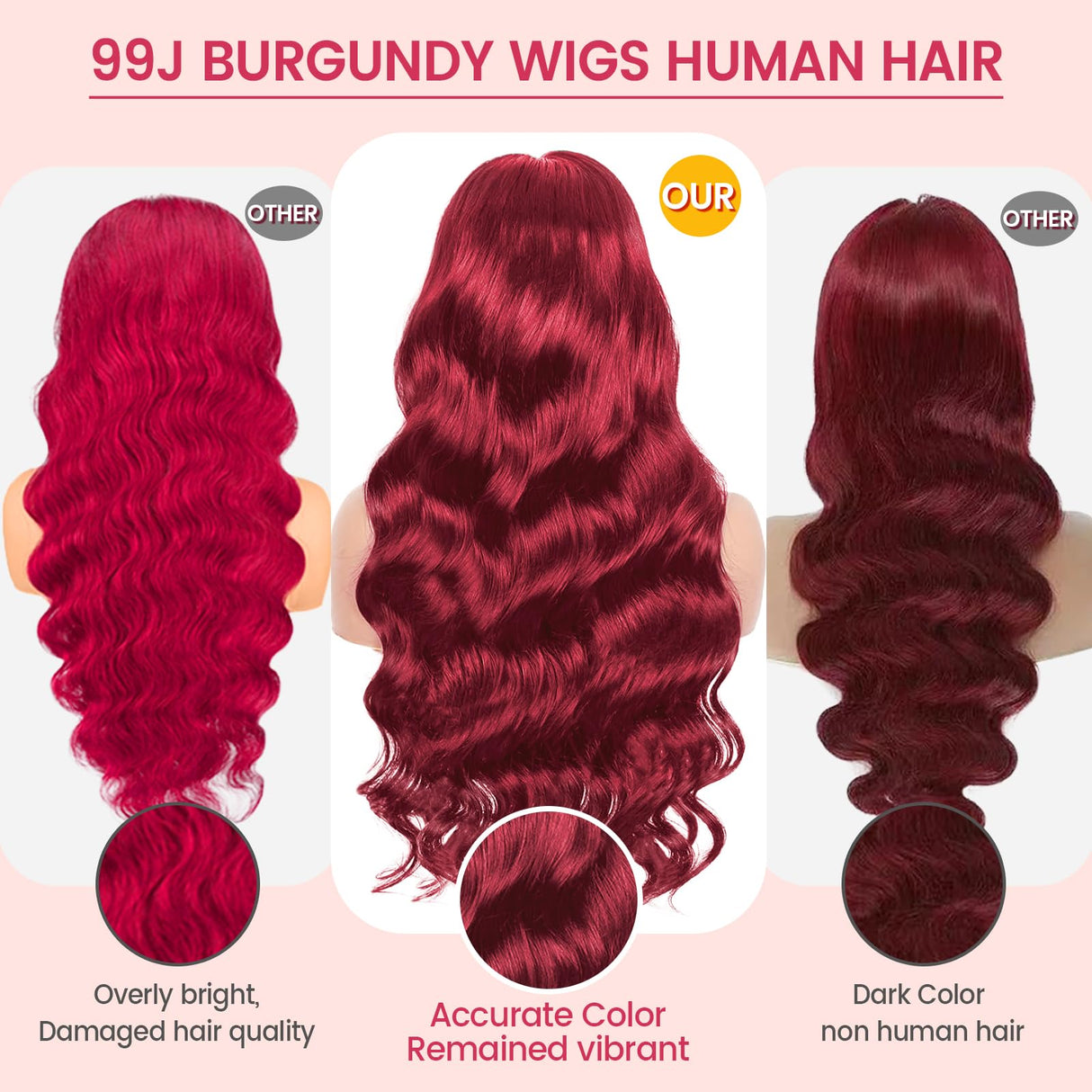 30 Inch 99J Burgundy Lace Front Wigs Human Hair 13x6 Body Wave Lace Front Wigs Human Hair Pre Plucked 200 Density Glueless HD Transparent Full Lace Frontal Wigs Human Hair Red Wigs With Baby Hair
