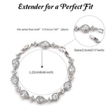 SWEETV Wedding Teardrop Bracelets for Brides Bridesmaids, Crystal Cubic Zirconia Bridal Bracelets for Women Prom, Silver