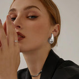 Gacimy Silver Teardrop Earrings for Women, 32MM Chunky Drop Earrings
