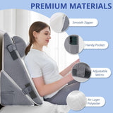 Sasttie Wedge Pillow Set for After Surgery, Adjustable Orthopedic Bed Wedge Pillow Set for After Surgery, Sleeping, Acid Reflux, Back Pain, and Recovery, Dark Grey & White
