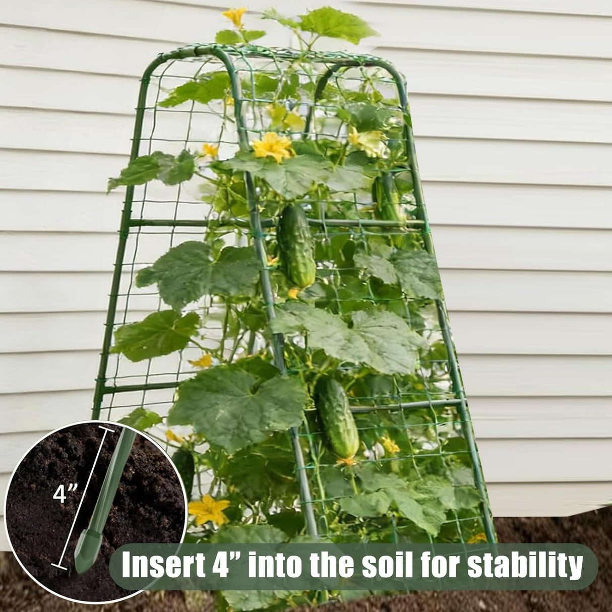 Cucumber Trellis for Plant Climbing- Cucumebr Arch Trelli for Flower Vine Vegetable Tomato Cage Raised Bed- Foldable Garden Tunnel Trellis (47x15.7in)