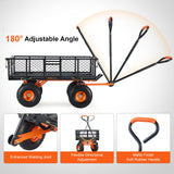 VEVOR 880lbs Steel Garden Dump Cart Utility Wagon, Heavy Duty Yard Dump Wagon Cart with Removable Sides, Pullable Handle, Utility Liner, 10in All Terrain Wheels