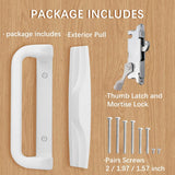House Guard Sliding Patio Door Handle Set, Mortise Lock, 3-15/16", White