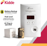 Kidde Carbon Monoxide Detector, Plug In Wall with 9-Volt Battery Backup, Digital LED Display - 6 Pack