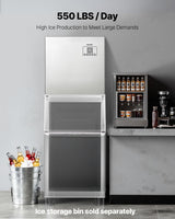 VEVOR Commercial Ice Maker Machine - Head, 550 Lbs/Day Stainless Steel Ice Machine with Scheduled Ice-Making, Self-Cleaning, Adjustable Thickness, Ideal for Restaurant Bar Cafe Hotel - Head Only