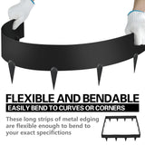 Worth Garden 10-Pack (34Ft Total) Galvanized Steel Landscape Lawn Edging - 8 in. H Bendable Metal Strips - Hammer-in 18-Gauge Flexible Black Edging Border - Yard Pathway Divider - Buckle Connection