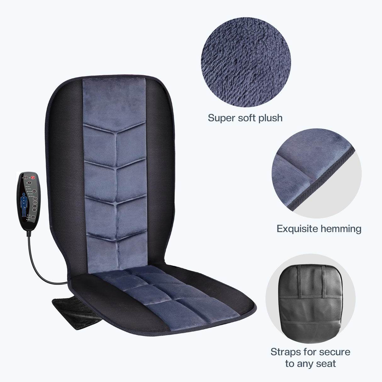 CILI Massage Chair Pad,Back Massager with Heat,Massage Seat Cushion with 10 Vibration Motors,30-60-90 Minutes Heating Options,Chair Massager for Office Chair, Home Office Use