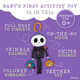 KIDS PREFERRED Disney Baby Nightmare Before Christmas Jack Skellington On The Go Activity Toy with Teether, On The Go Clip, Bell Chime, and Pull Through Arms